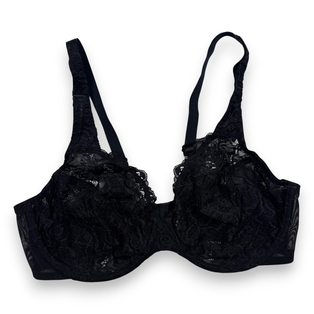 Wacoal 85750 Retro Chic Full Figure Underwire Lace Bra Black 38D
